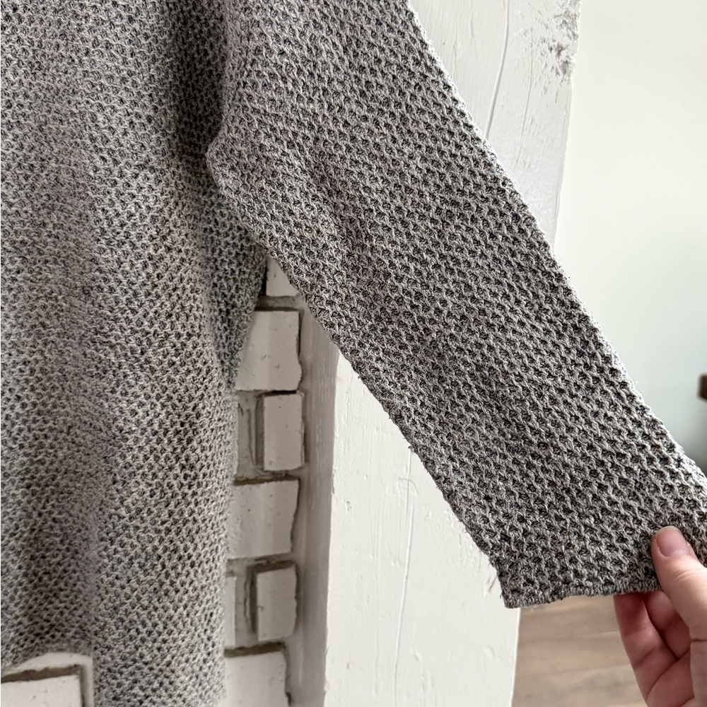 Eileen Fisher Textured Knit Mock Neck Grey Sweater Neutral Quiet Luxury Minimal - Picture 5 of 8